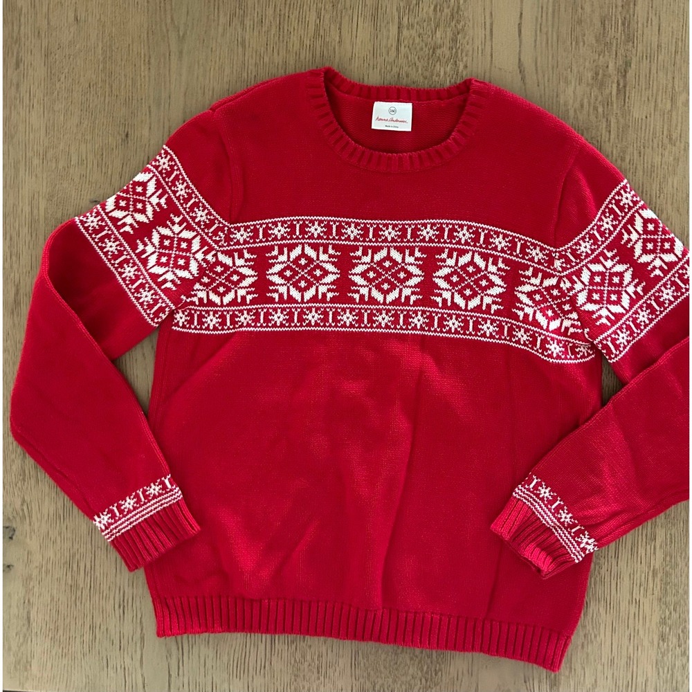 Hanna Andersson Nordic Red Holiday Sweater Youth Size 14-16